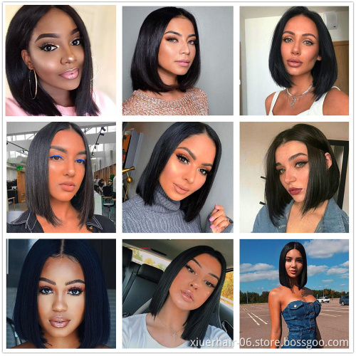 Cheap Price Short Bob Human Hair Wig,8inch-14inch Wholesale Mink Brazilian Hair Wig,4x4 Closure Short Bob Wigs For Black Women
